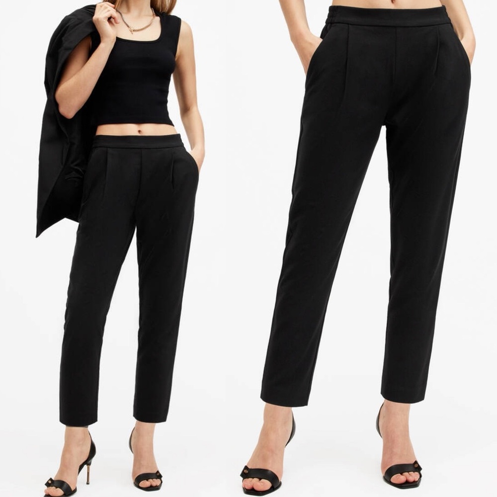 All Saints Aleida Trousers Black‎ Size 2 Lightweight Elastic Waist Pull On Pants